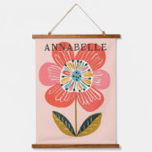 Boho Flowers Cute Illustration First Names 吊り下げ型タペストリー (正面2)