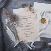 Boho Flowers Elegant Modern Budget QR Code Wedding 招待状