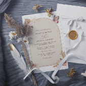 Boho Flowers Elegant Modern Budget QR Code Wedding 招待状