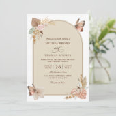 Boho Flowers Elegant Modern Budget QR Code Wedding 招待状 (スタンド正面)