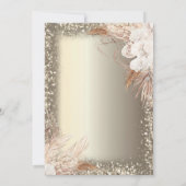 Boho Flowers,Lights Glitter Frame Gold 40th  招待状 (裏面)