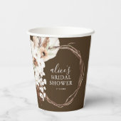 Boho Flowers Pampa Grass Botanical Bridal Shower 紙コップ (裏面)