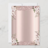 Boho Flowers Shiny Frame Rose Gold Bridal Shower  招待状 (裏面)