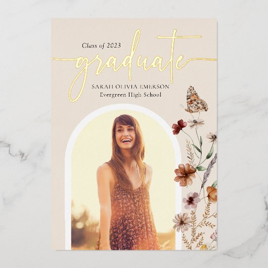 Boho Foil卒業発表 箔招待状 (正面)