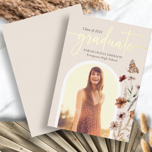 Boho Foil卒業発表 箔招待状