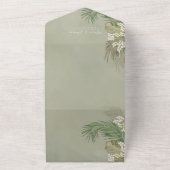 Boho Folidsトロピカルパーム葉ズ予算QRコード オールインワン招待状 (外側)