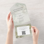 Boho Folidsトロピカルパーム葉ズ予算QRコード オールインワン招待状 (貼ってはがせる)