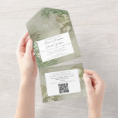 Boho Folids熱帯写真バジェットQRコード オールインワン招待状 (貼ってはがせる)