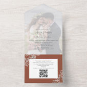 Boho Folids Terracotta写真QRコードウェブサイト オールインワン招待状 (内側)