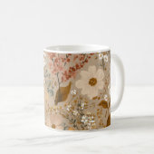 Boho Folk Autumn Cozy Flowers Neutral Floral コーヒーマグカップ (正面右)