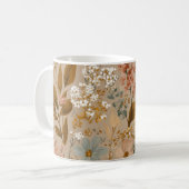 Boho Folk Autumn Cozy Flowers Neutral Floral コーヒーマグカップ (正面左)