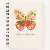 Boho Folk Floral Butterfly Personalized Name ノートブック (正面)