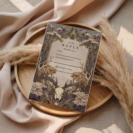 Boho Forest Antler Wedding 出欠カード