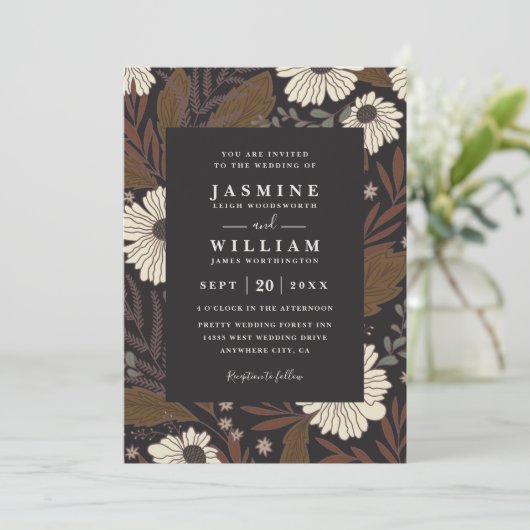 Boho Forest Flowers Rustic Chic Elegant Wedding 招待状 (スタンド正面)