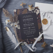 Boho Forest Flowers Rustic Chic Elegant Wedding 招待状