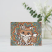 Boho Fox Happy Birthday Card  ポストカード (スタンド正面)