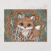 Boho Fox Happy Birthday Card ポストカード (正面)