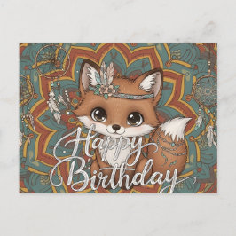 Boho Fox Happy Birthday Card  ポストカード