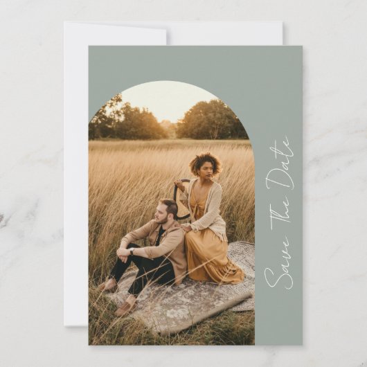 Boho Frameモダン Sageの結婚写真 セーブザデート (正面)