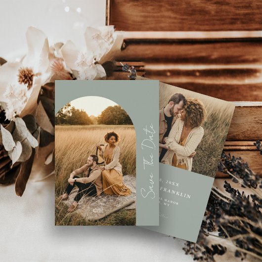 Boho Frameモダン Sageの結婚写真 セーブザデート