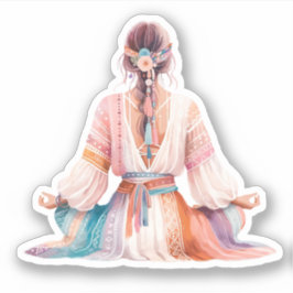 Boho Frau- Illustration- Meditation シール