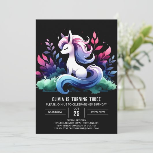 Boho Fun Horse Birthday 招待状 (スタンド正面)