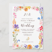 Boho garden夏のフローラ写真イニシャル結婚ズ 招待状 (正面)