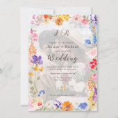 Boho garden夏のフローラ2写真イニシャル結婚ズ 招待状 (正面)