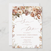 Boho Garden素朴 Flowers Photo Save the Date 招待状 (正面)