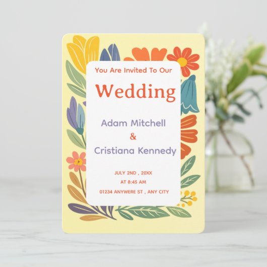 Boho Garden Bliss Wedding Invite 招待状 (スタンド正面)