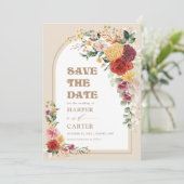 Boho Garden Flowers Pampas Grass Save the Date (スタンド正面)