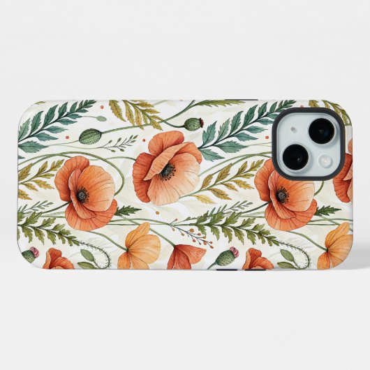 Boho Garden of Beautiful Poppies iPhoneケース (裏面横)