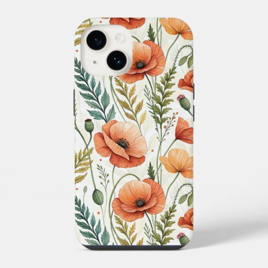 Boho Garden of Beautiful Poppies iPhoneケース (裏面)