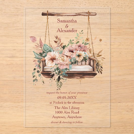 Boho Garden Romance Wedding アクリル招待状 (正面)