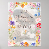 Boho garden summer floral photo wedding welcome ポスター (正面)