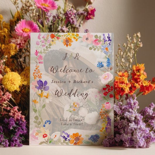 Boho garden summer floral photo wedding welcome ポスター