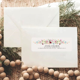 Boho Garden Watercolor Wildflower Wedding  ラベル