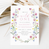 Boho Garden Wild One Wildflower First Birthday 招待状
