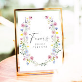 Boho Garden Wildflower Wedding Favors Sign ポスター