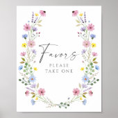 Boho Garden Wildflower Wedding Favors Sign ポスター (正面)