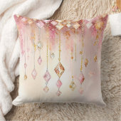 Boho Gemsカラフル赤面ピンクと金ゴールドID1035 クッション (ブランケット)