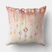 Boho Gemsカラフル赤面ピンクと金ゴールドID1035 クッション (正面)