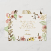 Boho Gemsヴィンテージ水彩10代の誕生日 サンキューカード (正面/裏面)