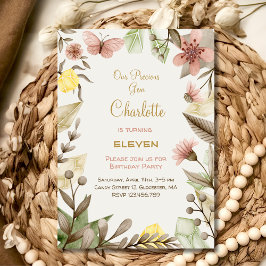 Boho Gemsヴィンテージ結晶の水彩誕生日 招待状