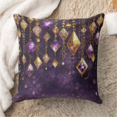 Boho Gems カラフル Violetおよび金ゴールドID1035 クッション (ブランケット)