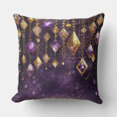 Boho Gems カラフル Violetおよび金ゴールドID1035 クッション (正面)