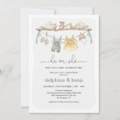 Boho Genderがシャワーモダンを明らかにする 招待状 (正面)