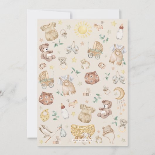 Boho Genderがシャワーモダンを明らかにする 招待状 (裏面)