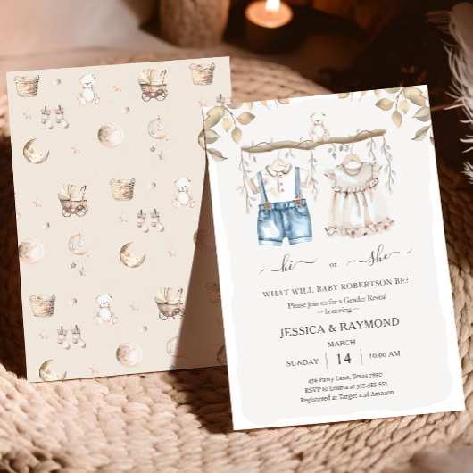 Boho Genderが赤ちゃんのシャワーを明らかにする 招待状