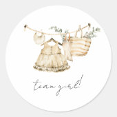 Boho Genderリビールチームガールニュートラルベビースシャワー ラウンドシール (正面)